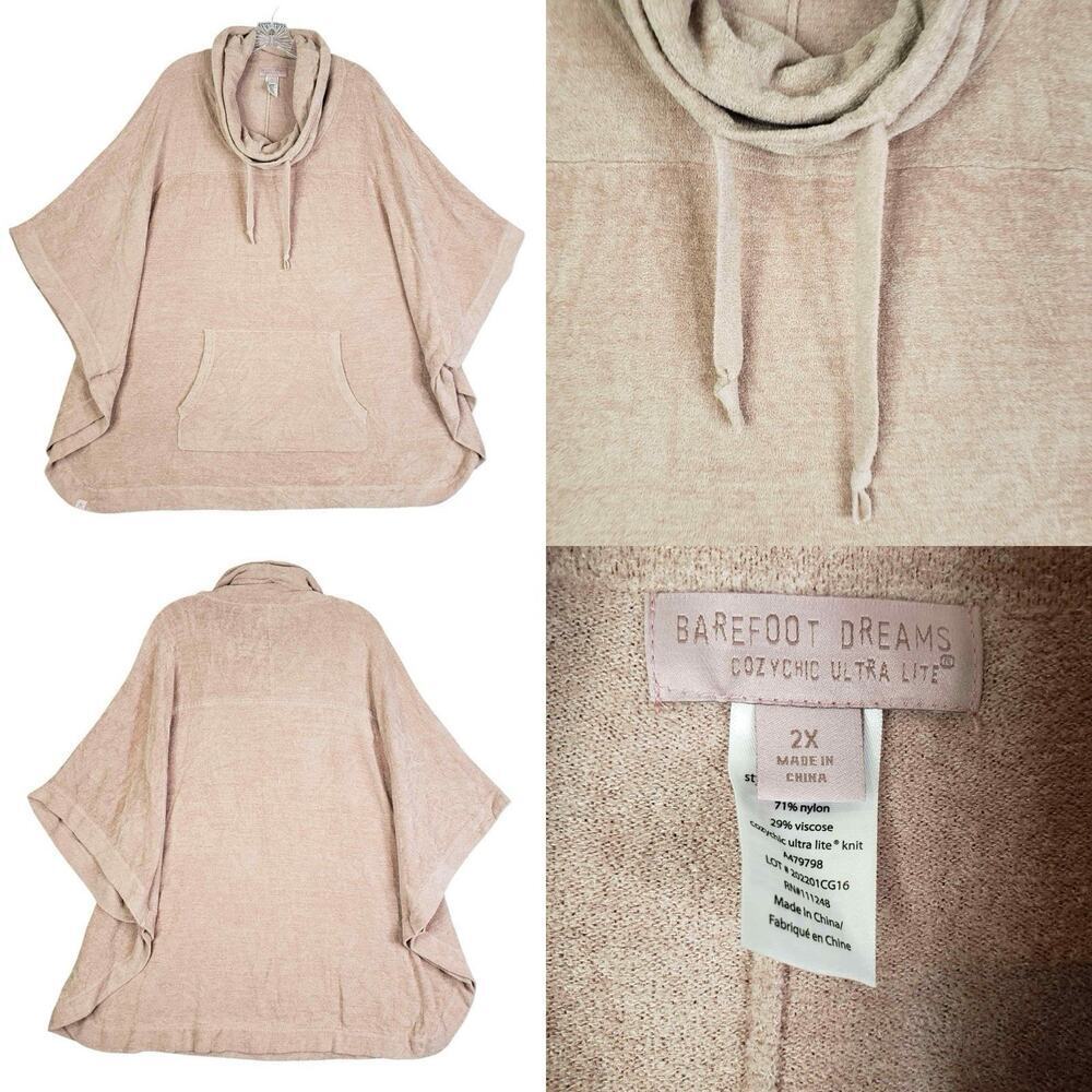 Barefoot Dreams Cozychic Sweater Women’s Plus Size 2X Orange Pullover Cowl Neck